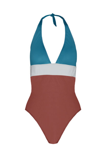 Traje de Baño Adulta Teja, Crudo y Azul