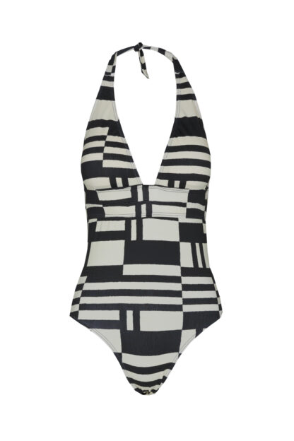 Traje de Baño Adulta Crudo Rayas Negras